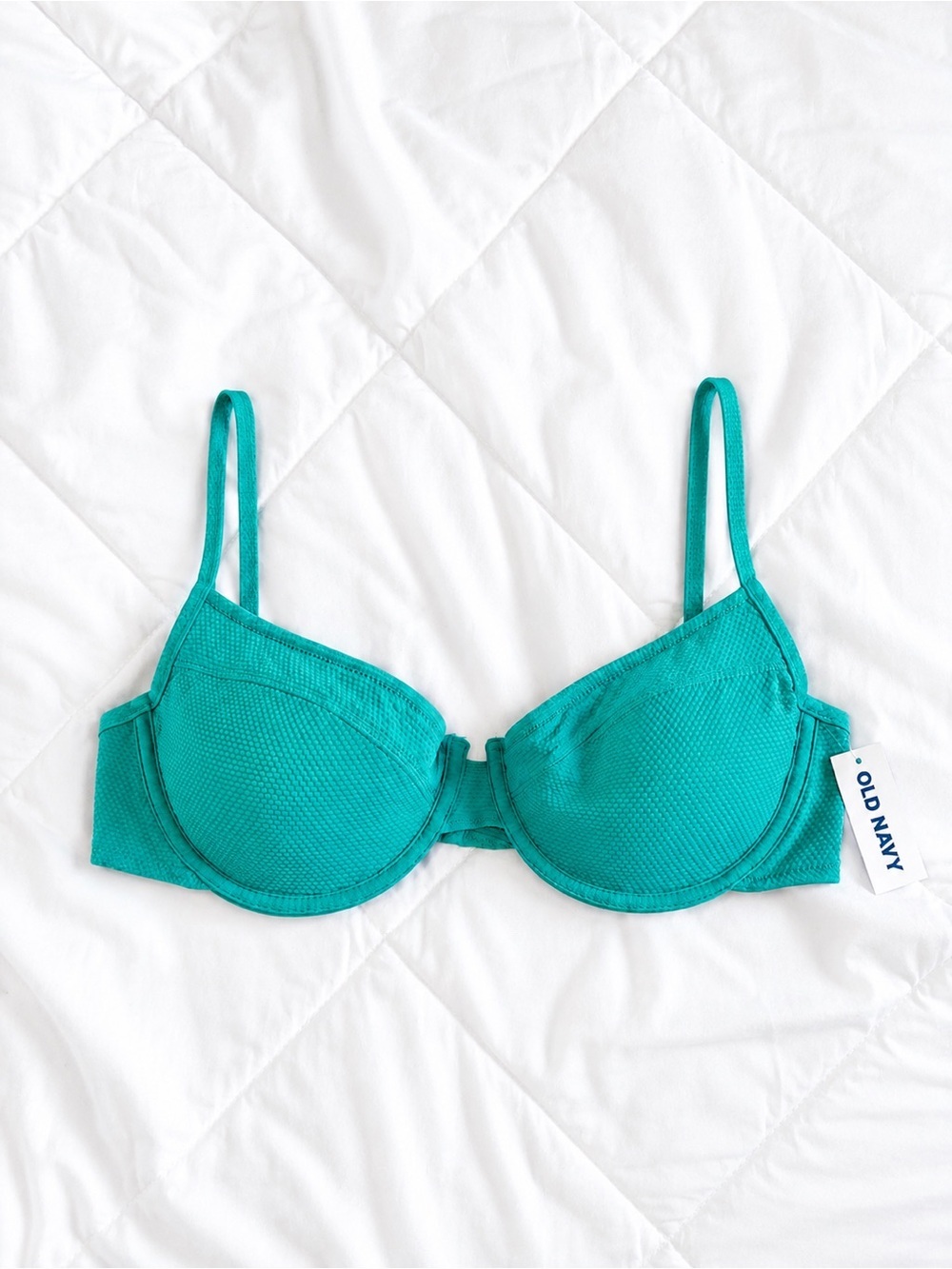 💦 OLD NAVY NWT Textured Underwire Summer Bikini Top Aqua Teal Green Sz Large